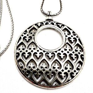 Brighton Silver Plated 16 - 18 Inch Filigree Circle Pendant Necklace